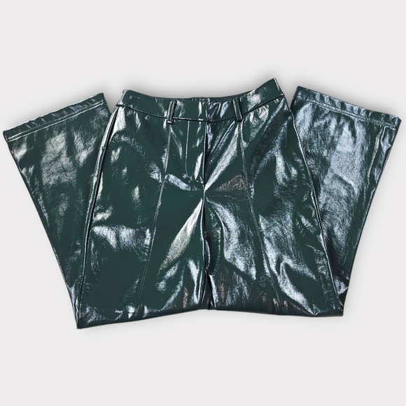 7 For All Mankind Green Faux Leather Flare Pant - Picture 6 of 13